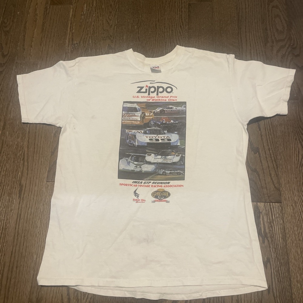 Vintage Grand Prix Watkins Glen Zippo T-Shirt XL Anvil USA Fabric